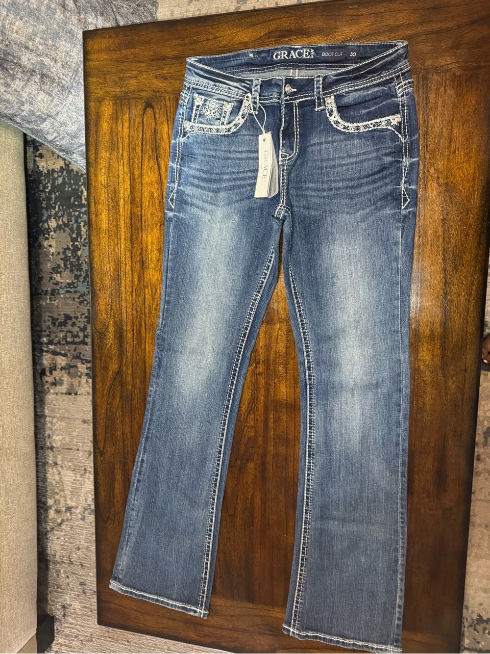 Grace in Blue Bootcut Jeans - Women's Denim